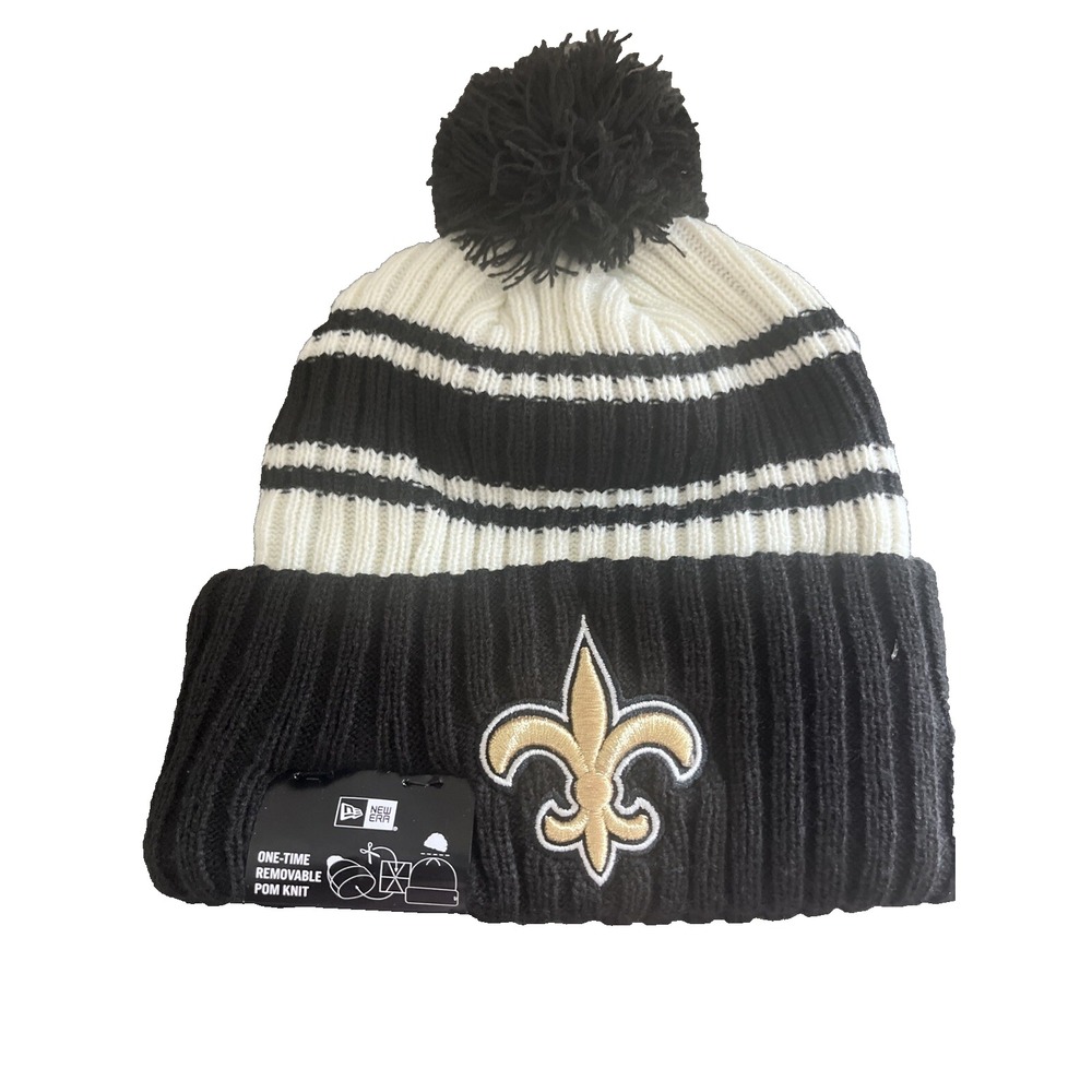 New Orleans Saints Knit Winter Hat Beanie New Era Cap Removable Pom Black NWT